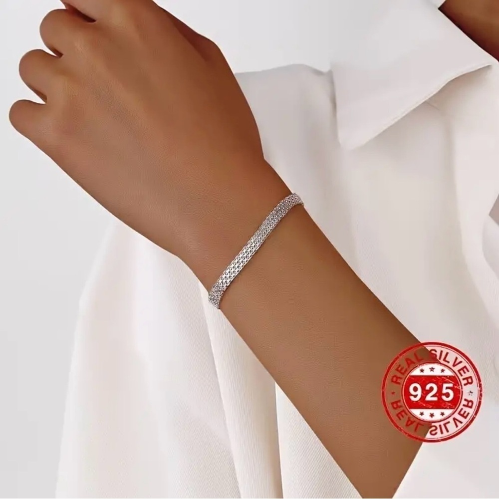 925 Sterling Silver 18K Gold Plated Thick Chain Adjustable Bracelet New in Box